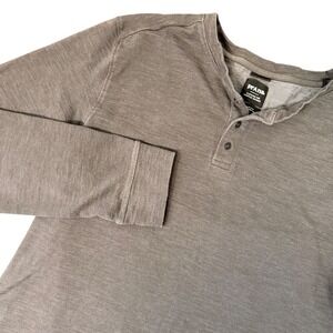 PrAna Mens Standard Fit Henley Organic‎ Cotton Blend Gray Classic Sustainable LG